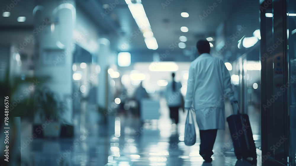 Fototapeta premium Traveler's Silhouette: Alone in the Terminal