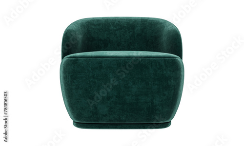 Modern green Velvet fabric armchair isolated on white background. Furniture Collection