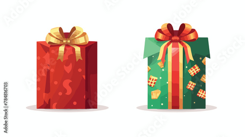 Vector image christmas gift bag with white background