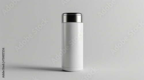 Blank mockup of a classic glasslined thermos with a timeless design. .