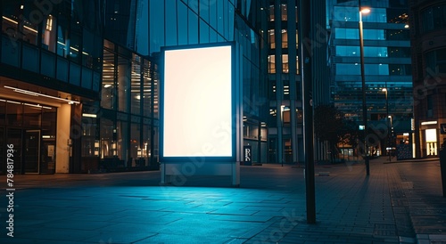 City Lights - Empty Billboard Mockup at Urban Nighttime Setting