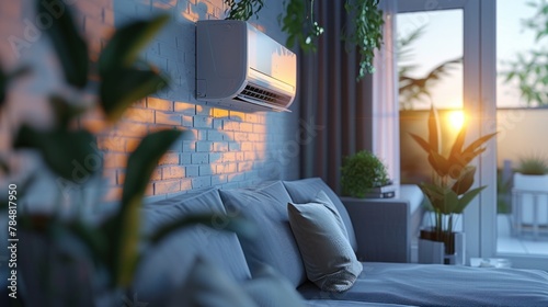 Urban Comfort - Stylish Living Room with Air Conditioning