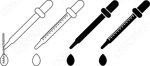 outline silhouette Eye dropper icon set