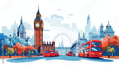 Vector image english city icon with white background