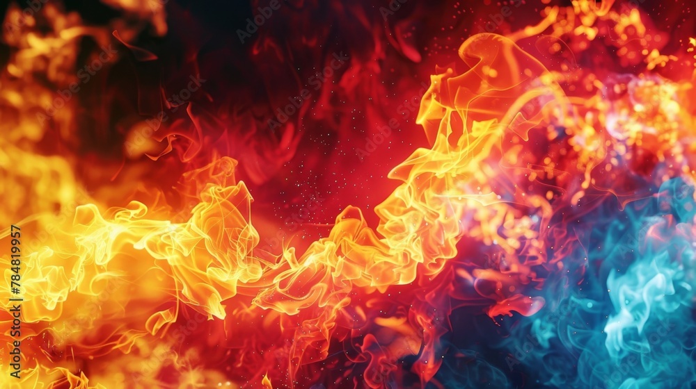 A blaze of vibrant colors erupts in a mesmerizing thermal heat map abstract.