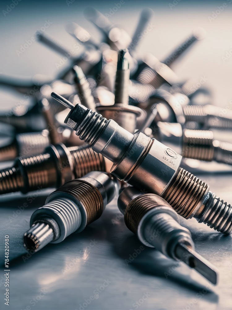 Close-Up of Spark Plugs with Fine Detail and Precision Close-Up of Spark Plugs with Fine Detail and Precision