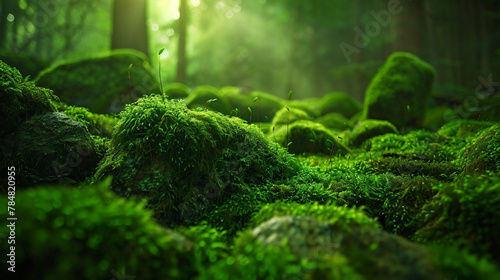 Beautiful Bright Green moss grown up cover © Soomro