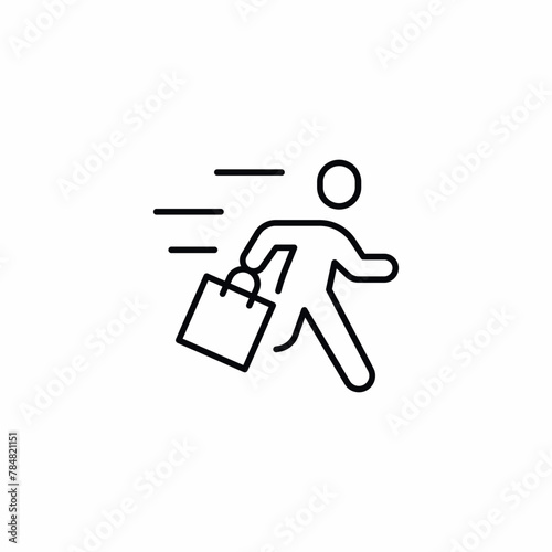 courier on foot delivery icon