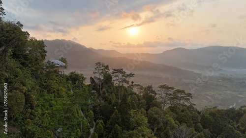 Cottage wooden in the jungle on the island of Bali in Indonesia