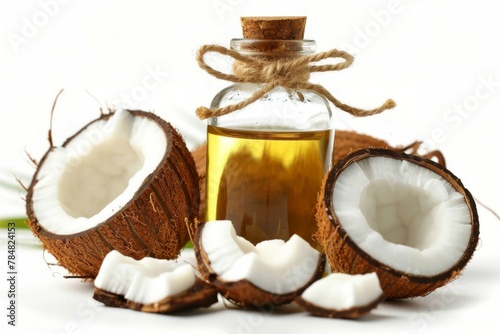 Coconut oil. Background with selective focus and copy space