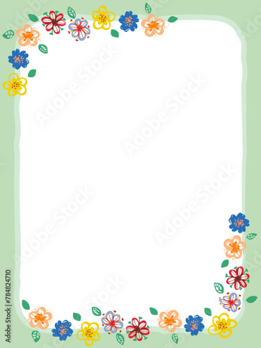 Hand drawn flowers border background illustration