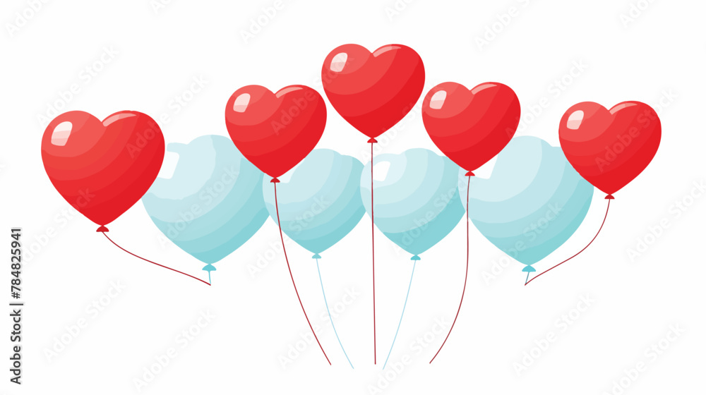 Vector image of balloons in the shape of hearts on