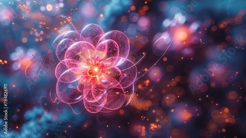 A visualization of the atomic structure of a human cell reflecting the intricate and powerful connection between our inner essence and the larger universal energy that surrounds photo