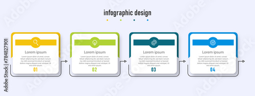 Design infographic template, timeline with 4 steps or option, can be used for workflow diagram, info chart, web design. vector illustration.