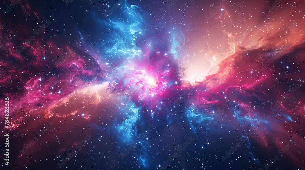 Naklejka premium Hyperlight Nebula Burst in Vivid Neon Colors