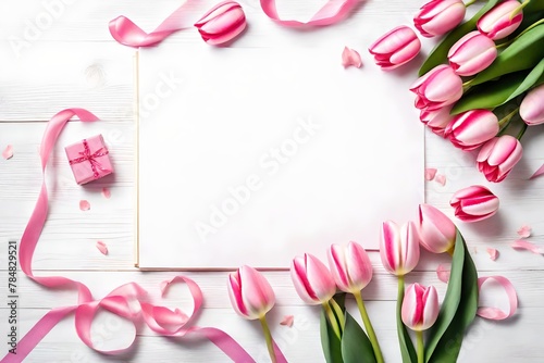 card with pink tulips