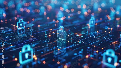 Obraz na płótnie cybersecurity concept Global network security technology, business people protect personal information. Encryption with a padlock icon on the virtual interface. w salonie