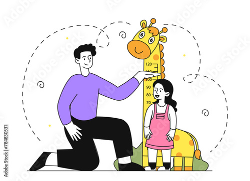 Height meter girl vector linear
