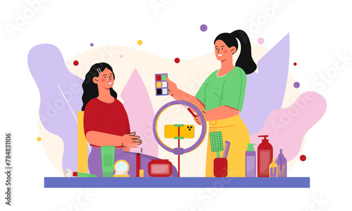 Make up blog women vector concept