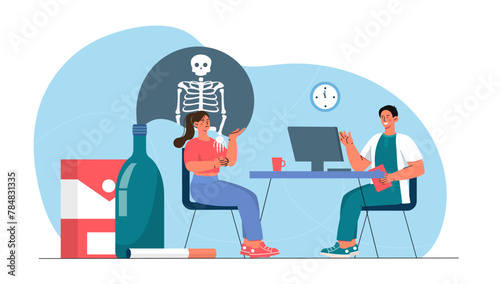 Narcologist online vector concept