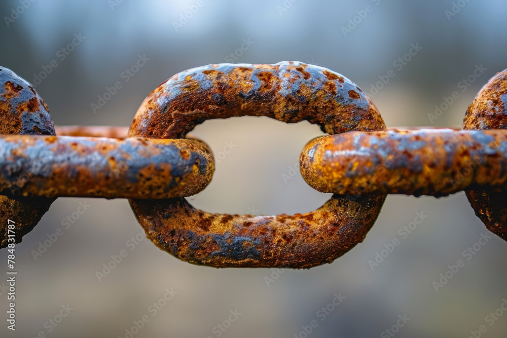 close-up view of rusty chain links against a blurred background to represent secure collaboration engineering close-up view of rusty chain links against a blurred background to represent secure collaboration engineering