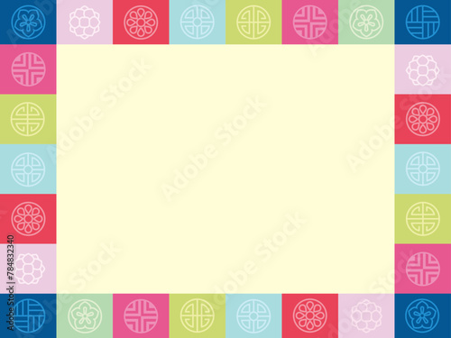 Korean traditional pattern colorful border background illustration
