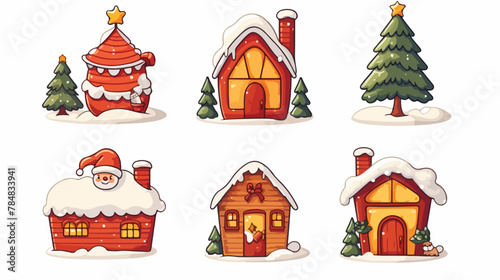 Vector image set of 2 christmas icons white background