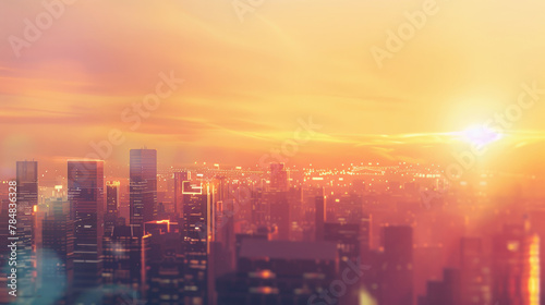 Summer holiday concept: Abstract blur city sunrise sky background 