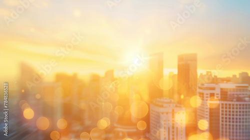 Summer holiday concept: Abstract blur city sunrise sky background
