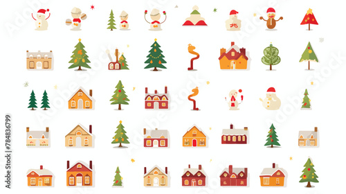 Vector image set of 50 christmas icons with white background