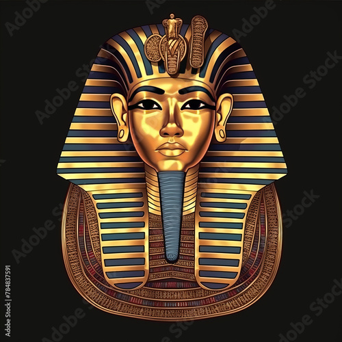 artwork from Reign of Pharaoh Tutankhamun to immerse users in the historical context, golden illustration.generative ai