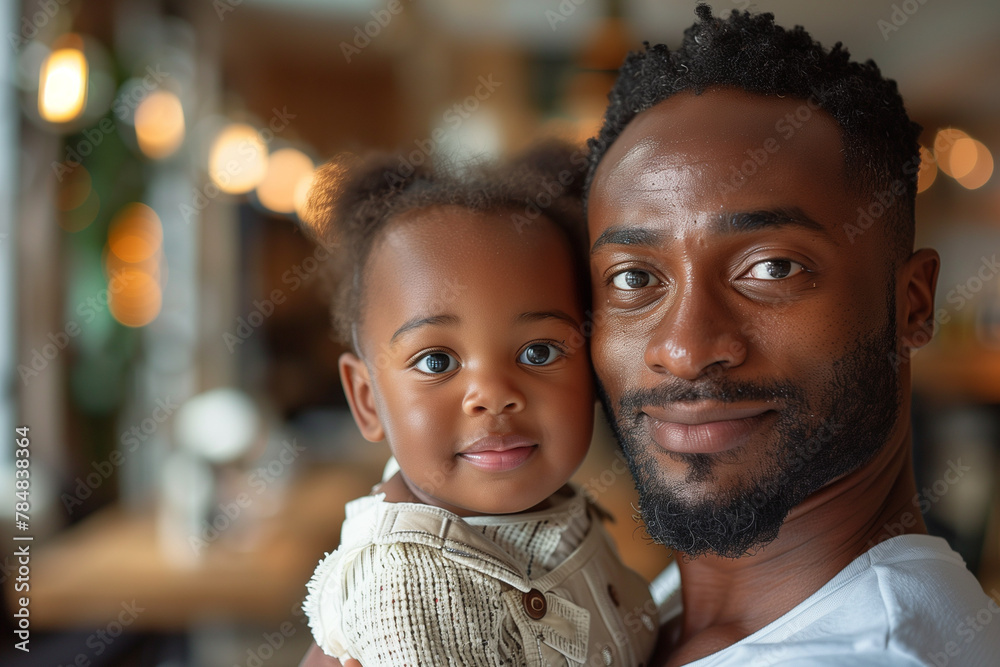 Happy Black Father Bonding with his Child, Father's Day Celebration Happy Black Father Bonding with his Child, Father's Day Celebration