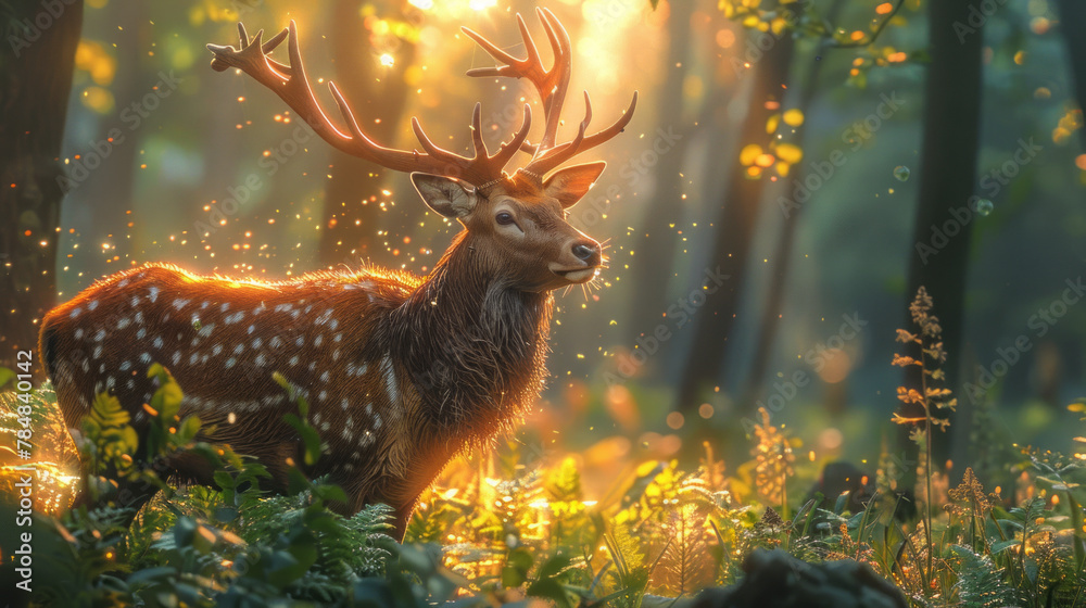 Fototapeta premium deer in the forest,generative ai