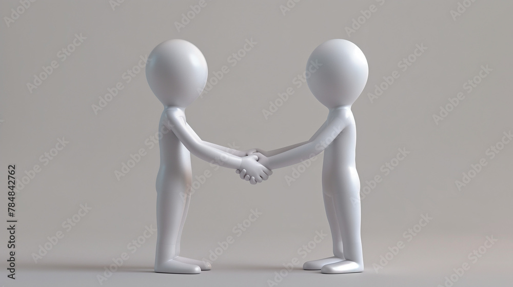 two 3d humans give their hand for handshake two 3d humans give their hand for handshake