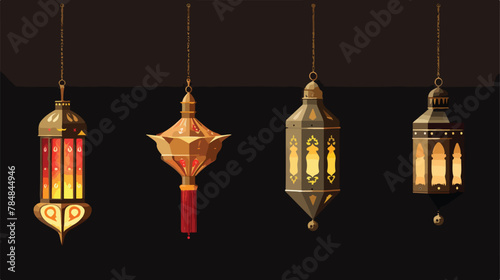 Vector set ramadan lamps variants simple vector des