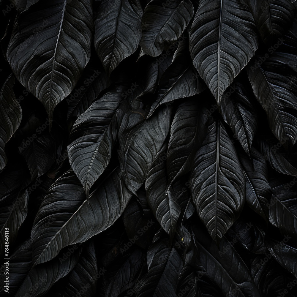 texture latte black leaves, background, dark black leaves, dark leaves, black leaves background