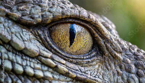 Close up of a predator dinosaur eye, illustration.