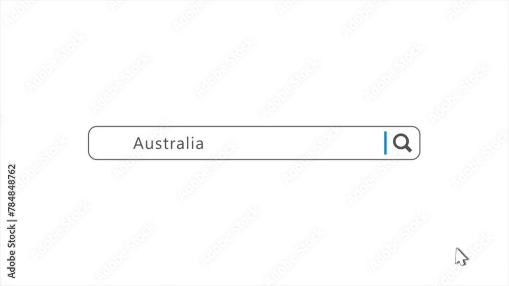 Australia in Search Animation. Internet Browser Searching