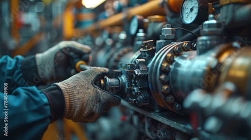 a heat pump repair, hands of a technician with tools, intricate parts of the pump visible.generative ai