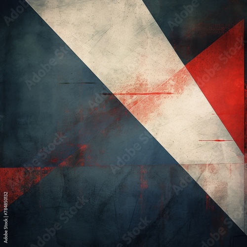 grungy background with red and grey patterned lines  punctured canvases  dark indigo and red