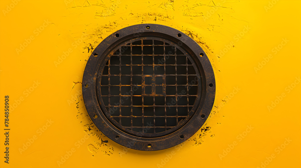 Sunburst Grate on Vibrant Wall Sunburst Grate on Vibrant Wall
