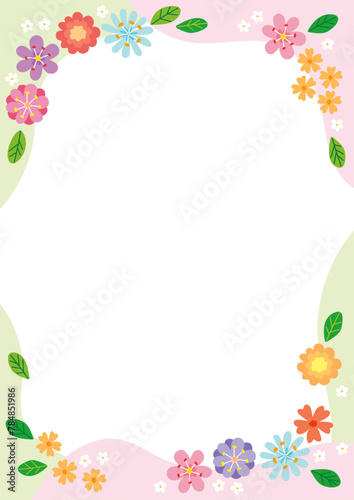 Various flower border background illustration