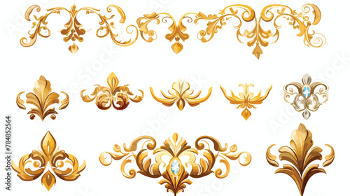 Vintage gold ornament elements vector illustrations