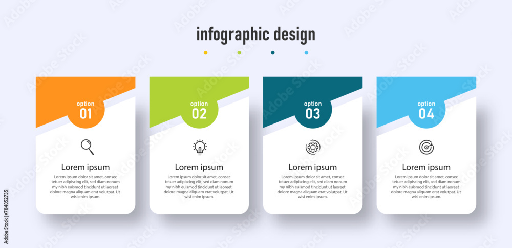 Modern infographics design template, timeline with 4 steps or options. can be used for workflow diagram, info chart, web design. vector illustration. Modern infographics design template, timeline with 4 steps or options. can be used for workflow diagram, info chart, web design. vector illustration.