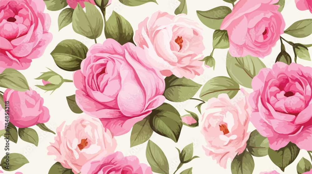 Vintage Roses Seamless Wedding Pattern. Vector Pink