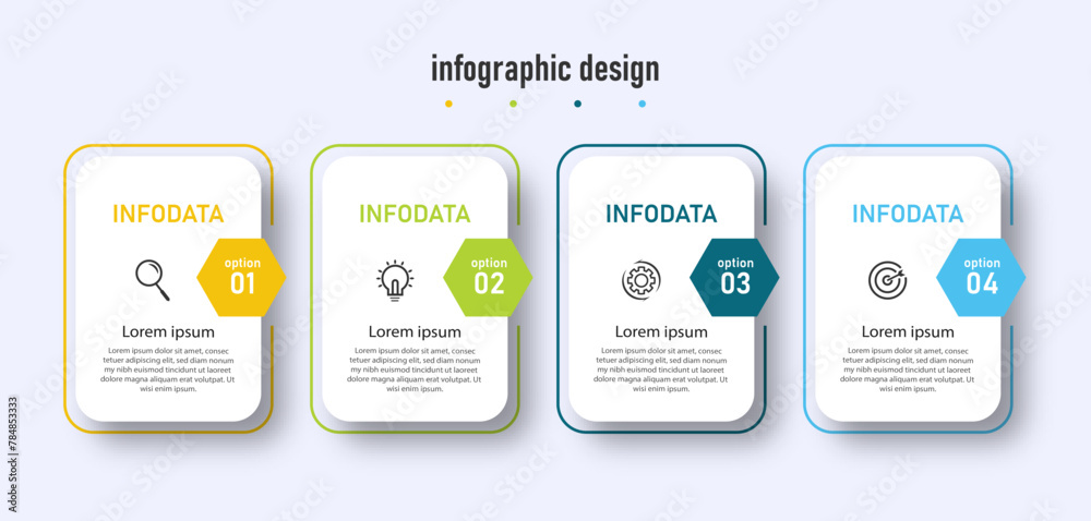 Modern infographic template, timeline with 4 steps or options. can be used for workflow diagram, info chart, web design. vector illustration.