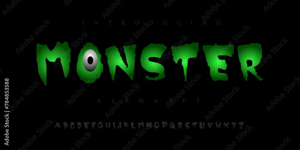 Monster horror halloween Font Uppercase Lowercase and Number. Spooky ...