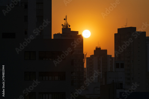 Beautiful sunset with buildings in São Paulo.