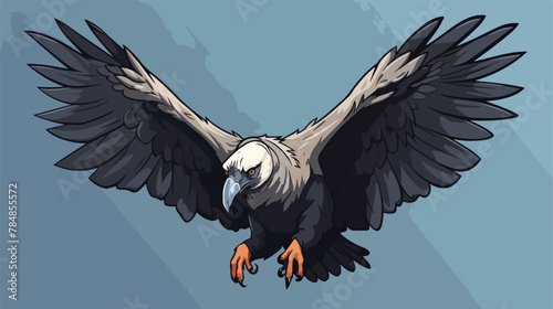 Vulture Logo Hand Drawing Vector Illustration 2d flat © Mishi