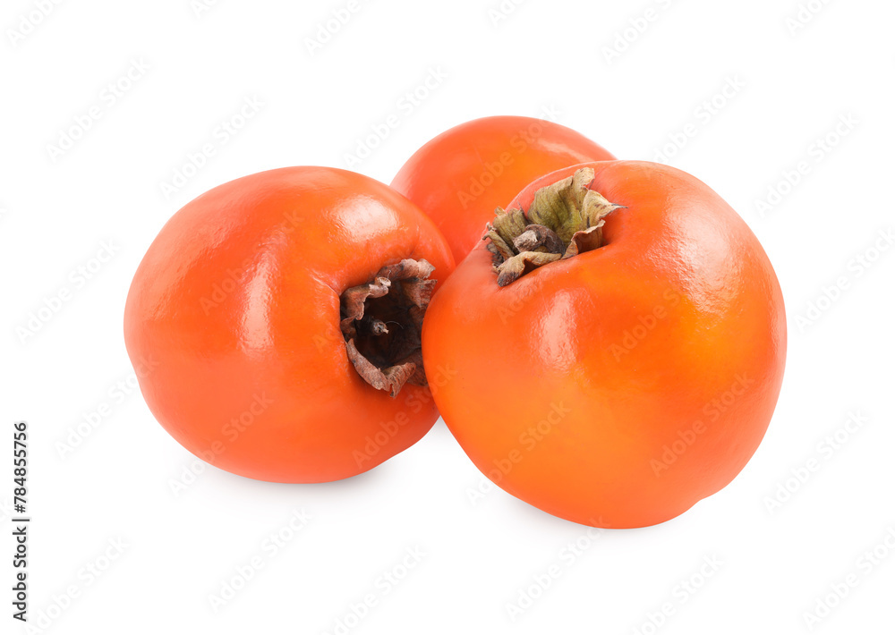 Delicious ripe juicy persimmons isolated on white Delicious ripe juicy persimmons isolated on white
